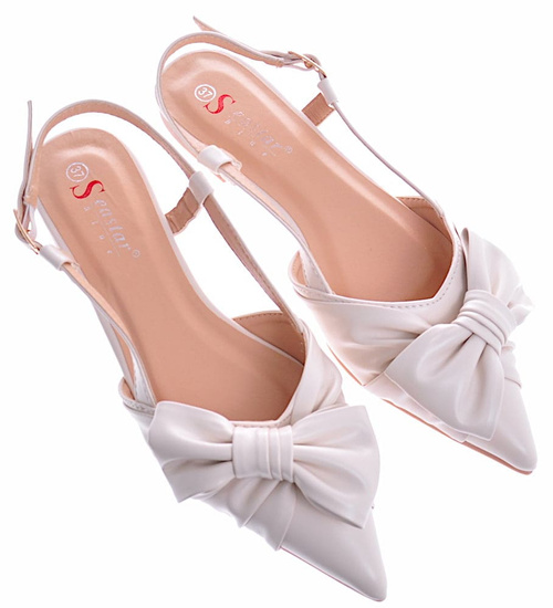 Beżowe balerinki z kokardą Seastar /E7-2 10455 S423/