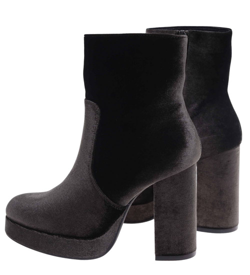 Welurowe zielone botki damskie na platformie /i5-3 H2 18392 G284/