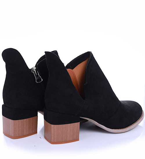Czarne damskie botki na klocku /E8-3 6529 T292/