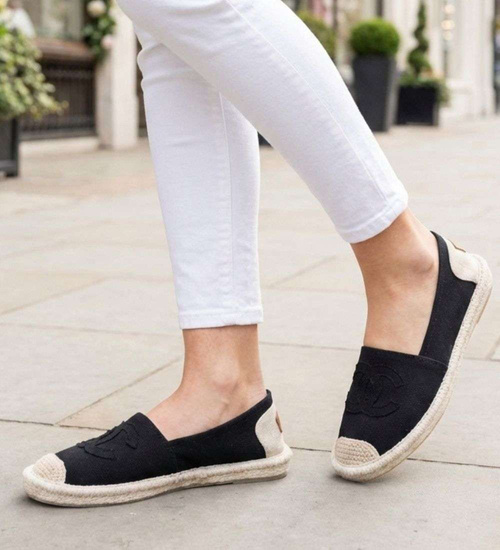 Wsuwane baleriny czarne espadryle /A10-1 18726 T188/