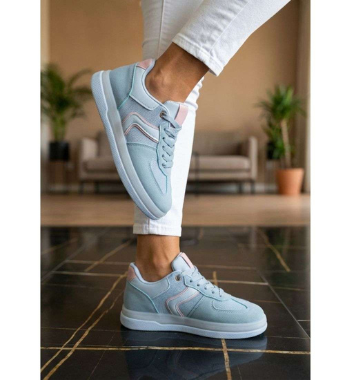 Wiązane snekaersy damskie niebieskie pastelowe /F10-1 18826 G455/
