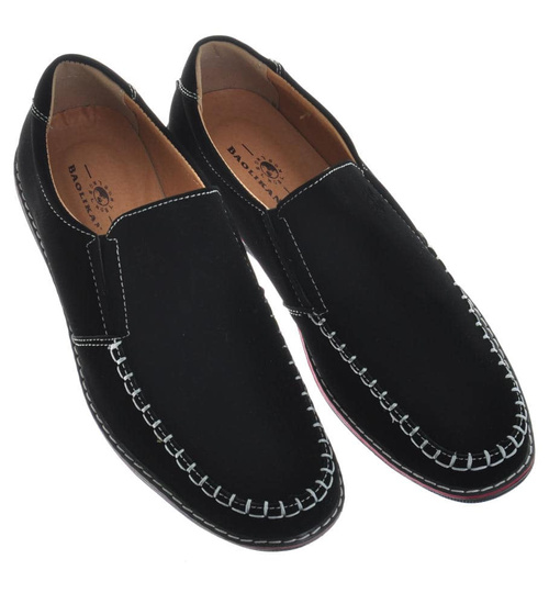 Półbuty męskie mokasyny Czarne /C1-2 10262 S494/