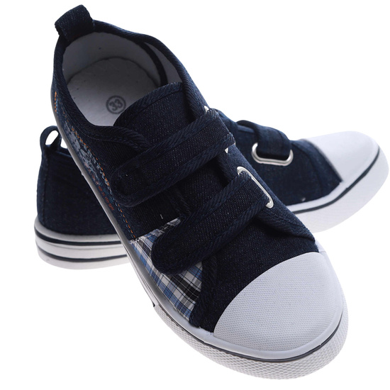 Granatowe chłopięce tenisówki na rzepy /E3-3 17436 T189/