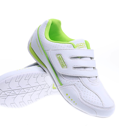 Biało zielone sportowe buty na rzepy /D9-3 15661 T244/