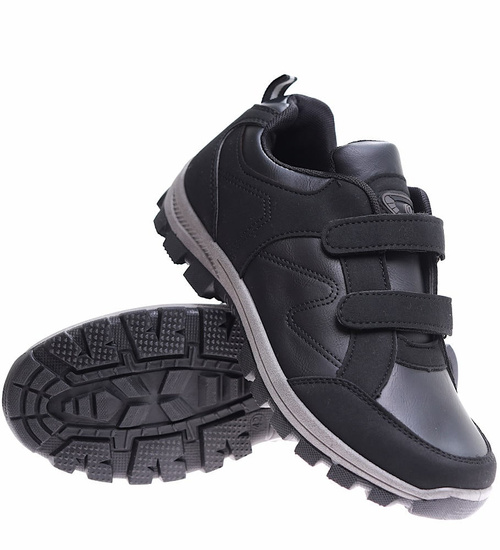 Czarne męskie buty trekkingowe na rzepy /B6-3 16981 T388/