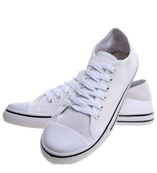 Trampki męskie z tkaniny klasyczne białe /e2-1 13758 T291/