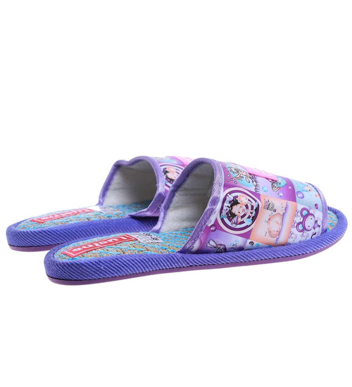 Fioletowe materiałowe kapcie damskie /G11-1 17593 T2-5/