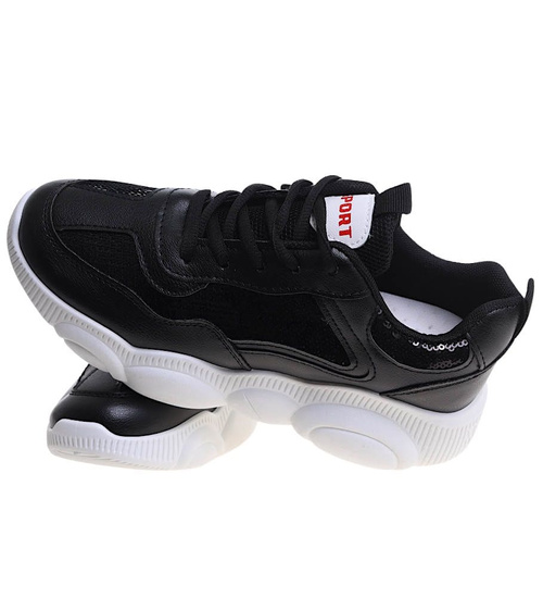 Sznurowane czarne buty sportowe /B1-3 11918 T198/
