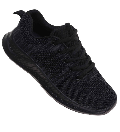 Sznurowane chłopięce buty sportowe Czarne /C5-3 17994 T286/