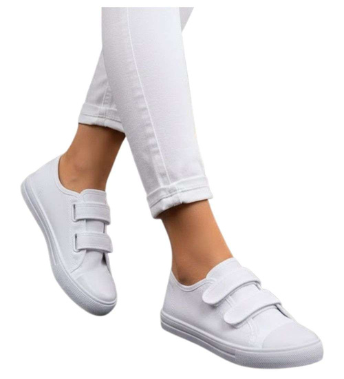 Białe tenisówki dla dziewczynki na rzepy /C2-1 18102 T189/