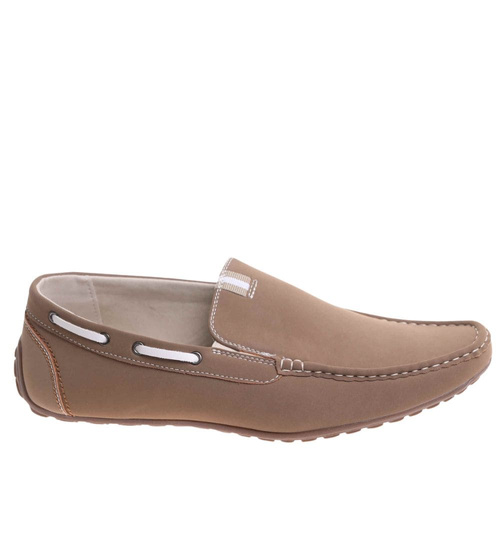 Mokasyny męskie Beżowe wsuwane półbuty /E9-3 17818 T345/