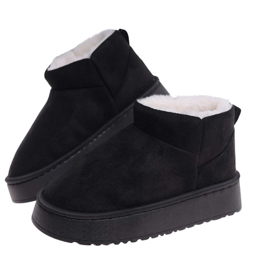 Kozaki śniegowce krótkie czarne ocieplane /D7-1 18349  T266/