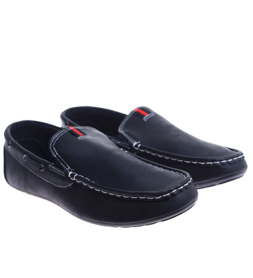 Wsuwane męskie czarne półbuty mokasyny /G3-2 15630 T250/