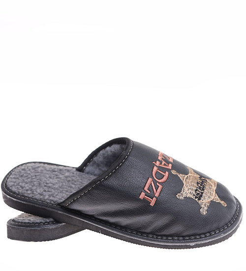 Dziadek szeryf rządzi- skórzane kapcie na prezent /B4-1 13087 S18-45/