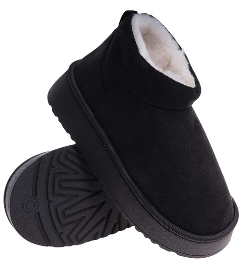 Kozaki śniegowce krótkie czarne ocieplane /D7-1 18349  T266/