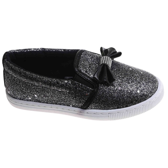 Tenisówki dziewczęce Wsuwane czarne trampki /A7-2 17853 T111/