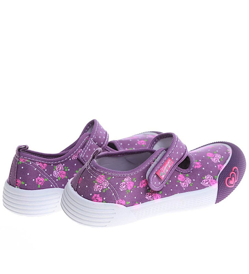 Dziewczęce wycięte fioletowe tenisówki z rzepem /F10-1 16888 T1-6/
