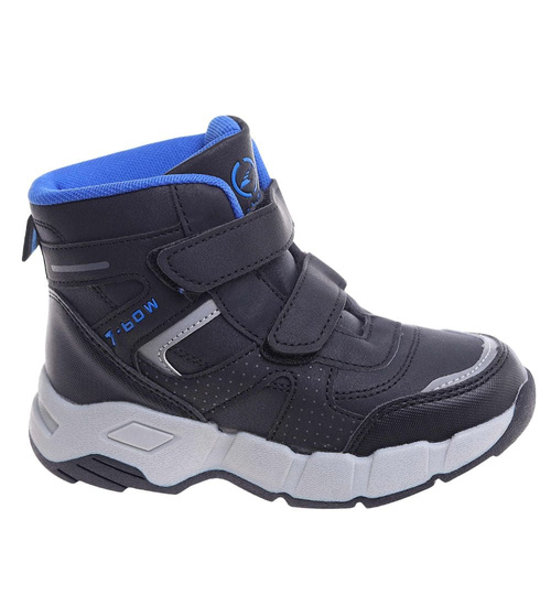 Ocieplane półbuty na rzepy Czarno niebieskie /F9-2 18365 T285/