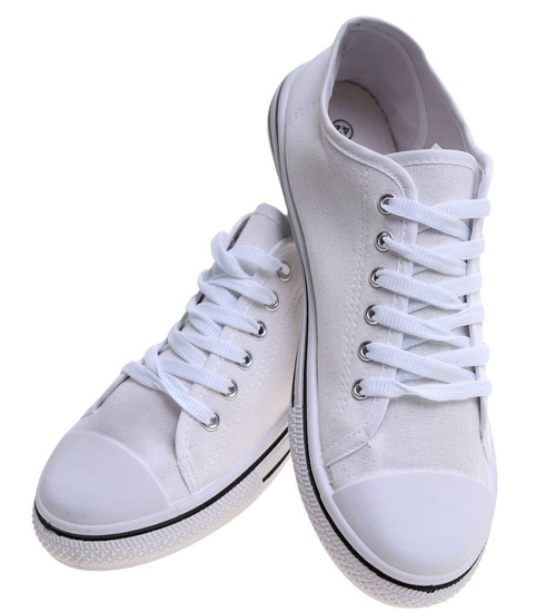 Trampki męskie z tkaniny klasyczne białe /e2-1 13758 T291/