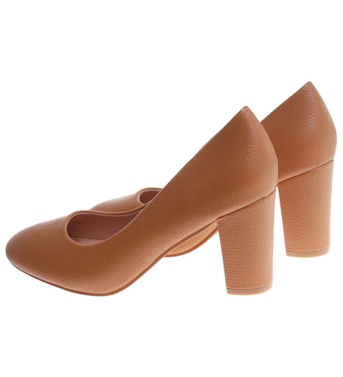 Karmelowe czółenka na słupku /E8-2 17747 G157/