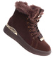 Czekoladowe zimowe trampki z kożuszkiem  /G11-3 18496 T7/