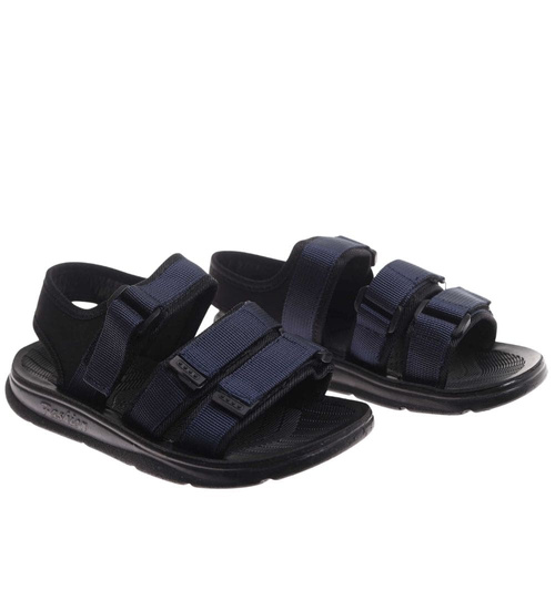 Granatowe chłopięce sandały na rzepy /C6-2 17893 T155/