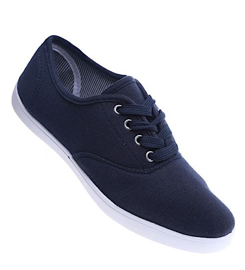 Granatowe damskie tenisówki /A4-2 13437 S175/