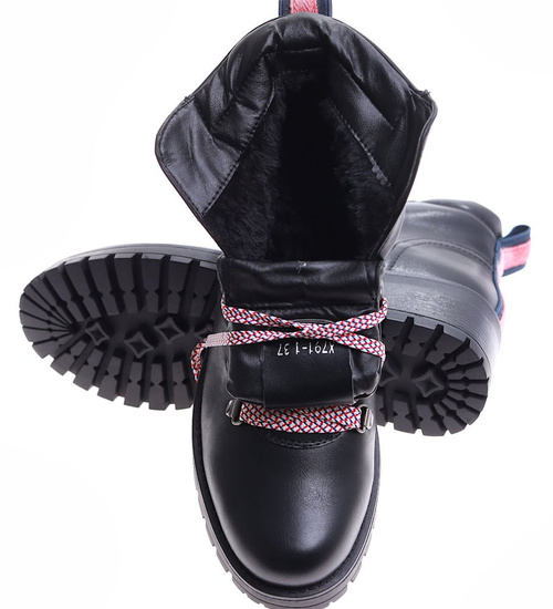  Czarne trapery damskie z ociepleniem /E3-1 +h2 17030 T285/