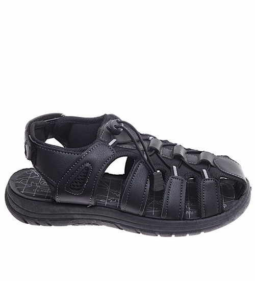 Czarne męskie sandały na rzepy /F6-3 16457 S236/