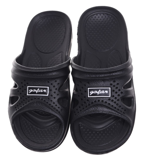 Basenowe klapki męskie Czarne /G7-1 11702 T195/