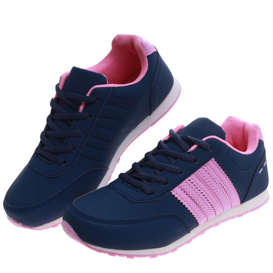 Granatowo różowe damskie buty sportowe /G5-2 17417 T301/
