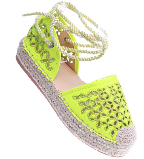 Fluorestencyjne sandały espadryle Green /A4-3 13893 T178/
