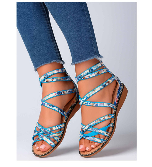 Damskie niebieskie sandały paseczki /C6-2 14185 T192/