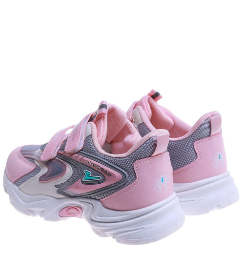 Szaro różowe dziewczęce buty sneakersy /A8-2 17621 T203/