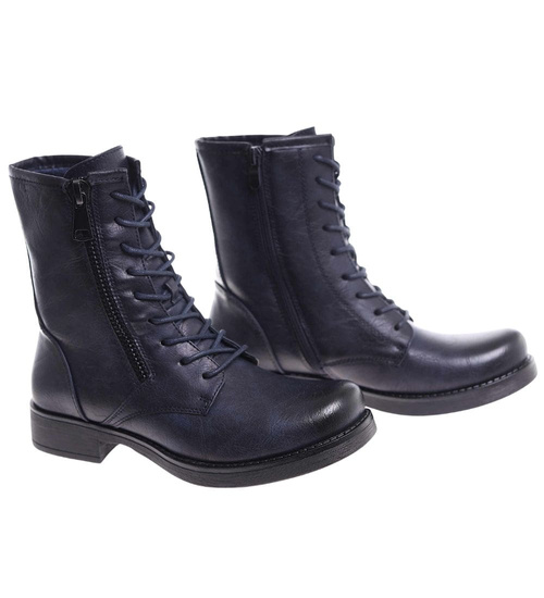 Granatowe botki ocieplane workery damskie /i5-2 h2 18400 W282/