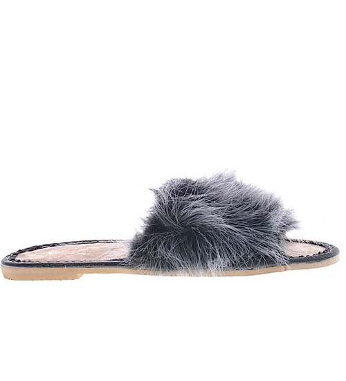 Dziecięce domowe klapki z futerkiem Szare /F10-1 6050 S182/