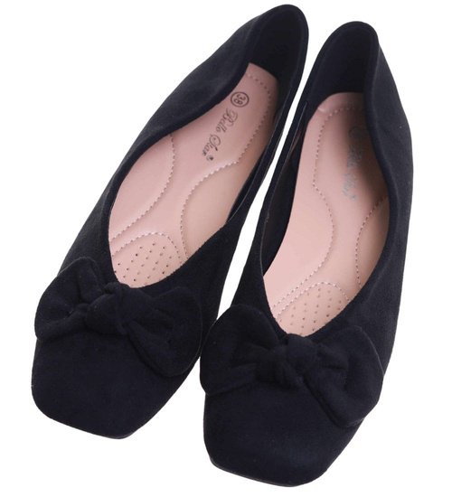 Czarne baleriny damskie z kokardą /E3-1 +h2 17696 W4-92/