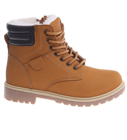 Ocieplane chłopięce camelowe buty zimowe /C2-2 18610 T364/