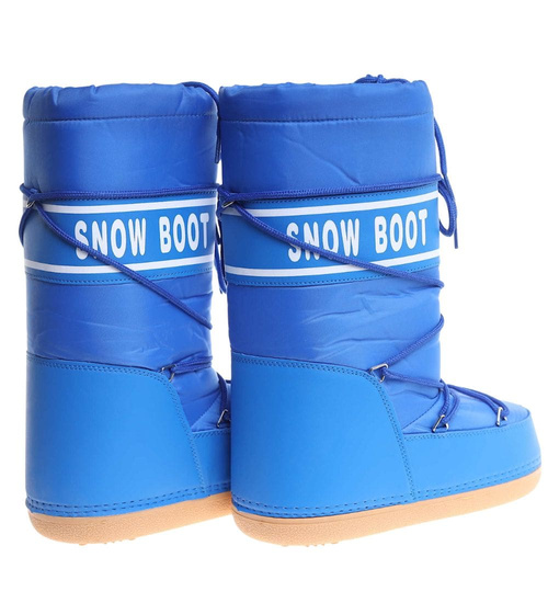 Niebieskie wysokie kozaki śniegowce damskie /D7-1 18593 T235/