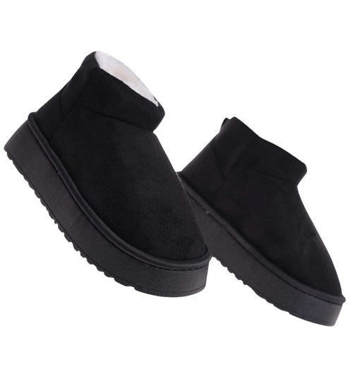 Kozaki śniegowce krótkie czarne ocieplane /D7-1 18349  T266/