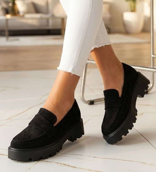 Wsuwane półbuty damskie z zamszu /G13-3 14651 T599/