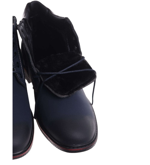 Wysokie zimowe botki męskie Granatowe /D4-1 18457 T389/