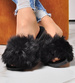 Czarne damskie klapki gumowe z futerkiem /A4-2 14646 T157/