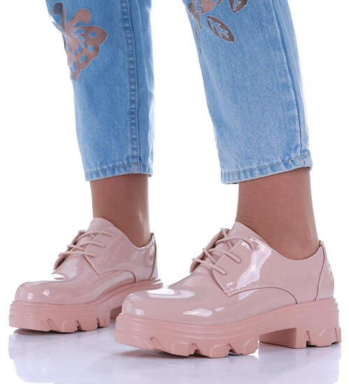 Cieliste sznurowane półbuty damskie /E10-2 16937 T246/