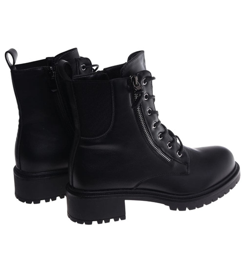 Czarne zimowe botki trapery damskie OST454