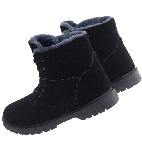 Zimowe męskie trapery ocieplane Czarne /D9-1 10415 T346/