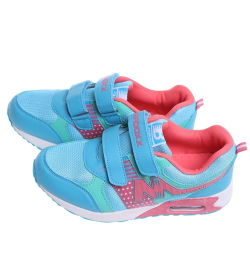 Niebieskie dziewczęce sneakersy na rzepy /G9-3 18130 T292/