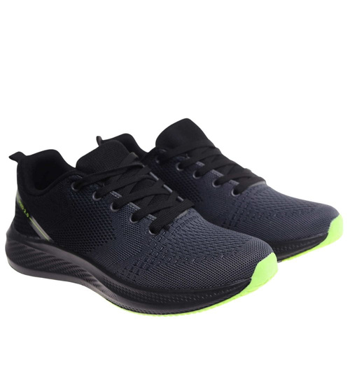 Sznurowane męskie szare buty sportowe /E10-1 18003 GF483/