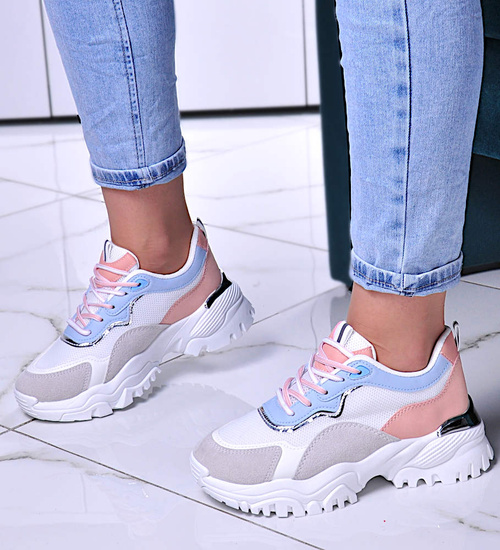 Damskie sneakersy na platformie Pink /G5-3 10623 S498/