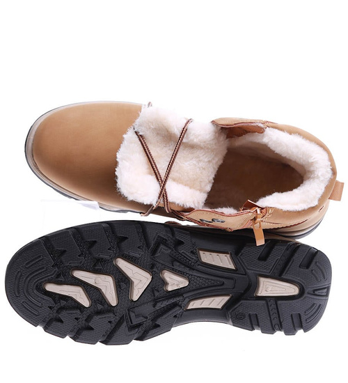 Grubo ocieplane camelowe buty trekkingowe /F4-2 15323 T631/